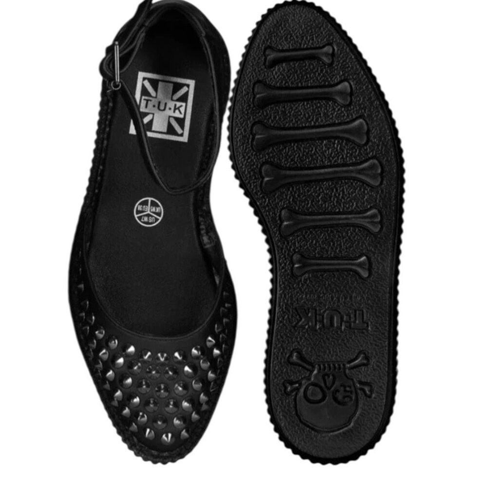 TUK Black Goth Spiked Pointed Toe Platform Mary Jane’s Ankle Buckle Sz 9 NWOB - Picture 3 of 6
